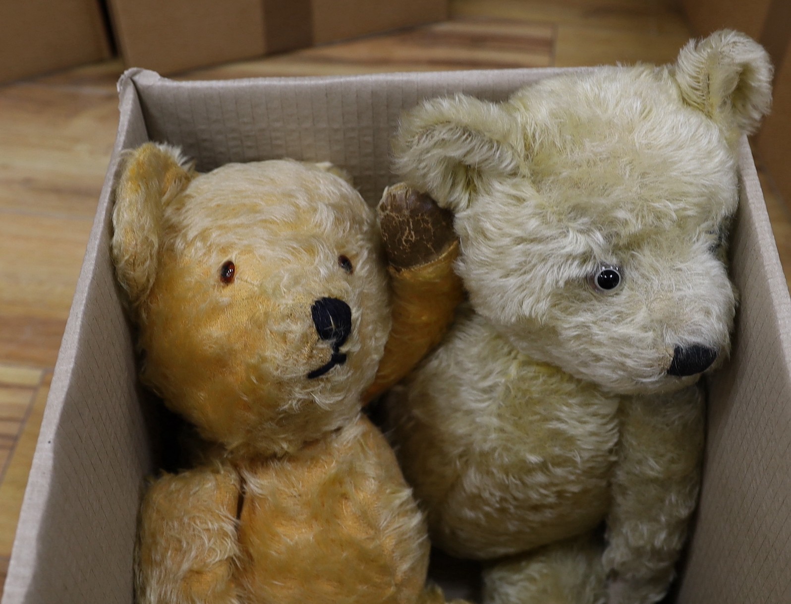 Chiltern type bears c.1930, 50cm with 1950's English bear
